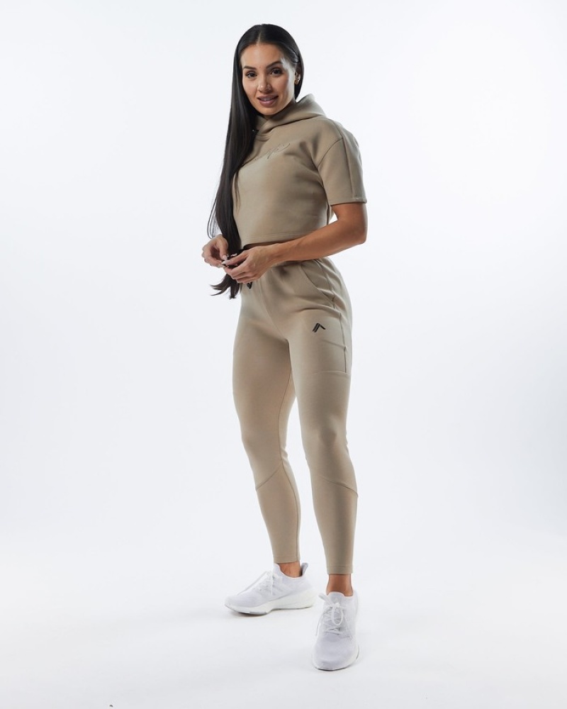 Alphalete ELMTS Zip Donna Pantaloni Jogger Marroni | 13LIBGVNO