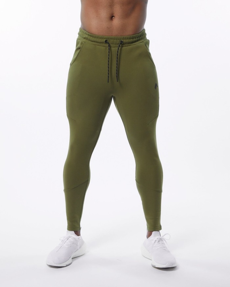 Alphalete ELMTS Zip Uomo Pantaloni Jogger Verde Oliva | 63GLYMEPA