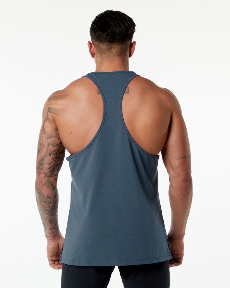 Alphalete Emblem Stringer Uomo Canotta Blu | 08OSYMKVQ