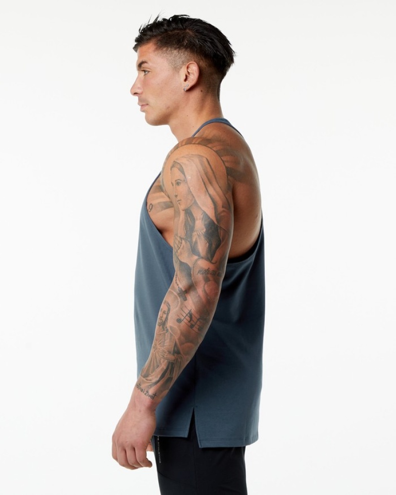 Alphalete Emblem Stringer Uomo Canotta Blu | 08OSYMKVQ