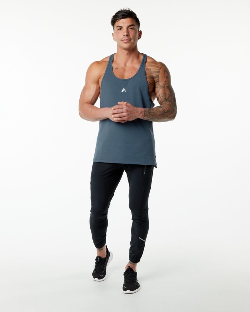 Alphalete Emblem Stringer Uomo Canotta Blu | 08OSYMKVQ