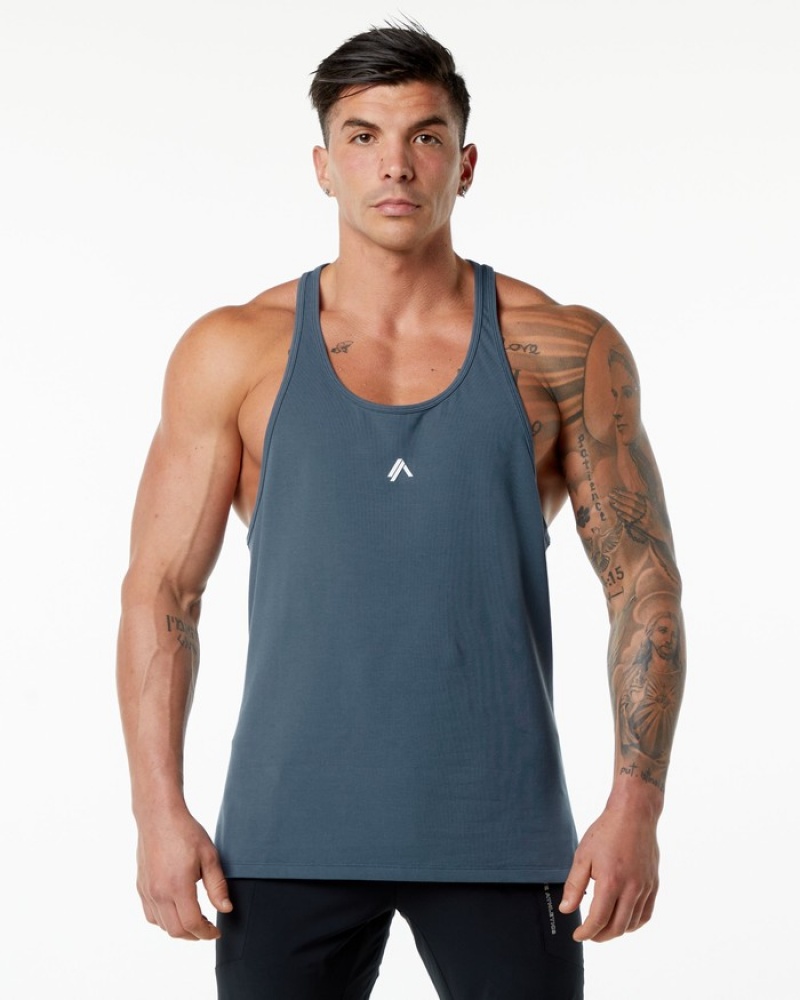 Alphalete Emblem Stringer Uomo Canotta Blu | 08OSYMKVQ