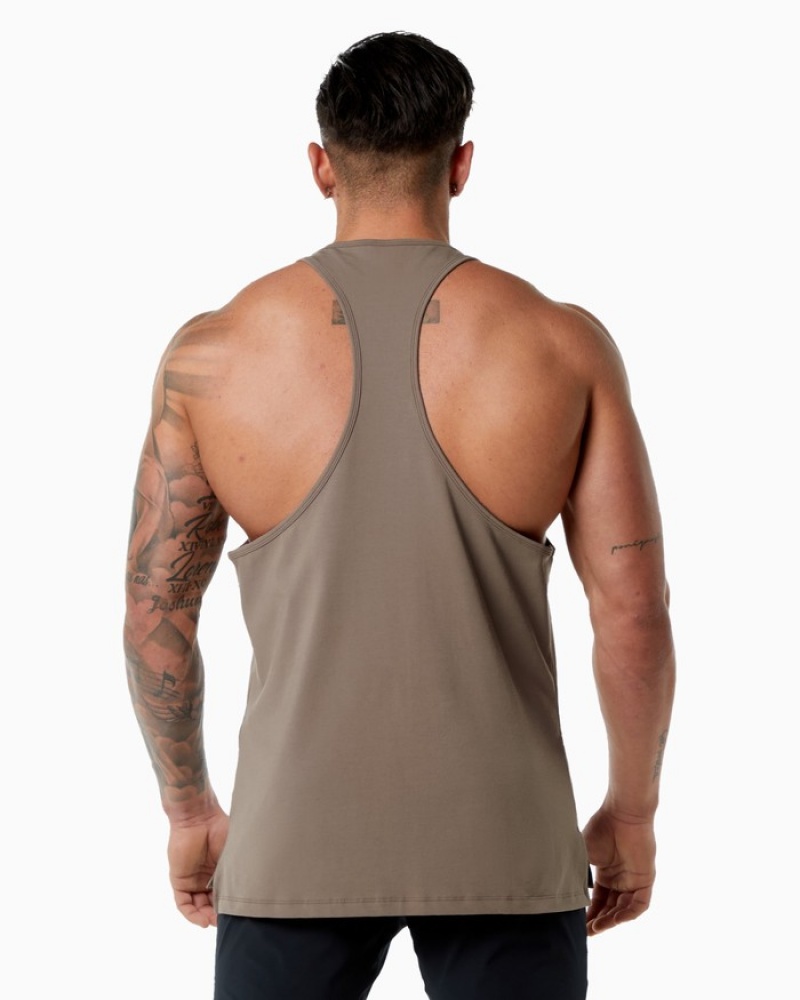 Alphalete Emblem Stringer Uomo Canotta Beige | 95LFCARSO