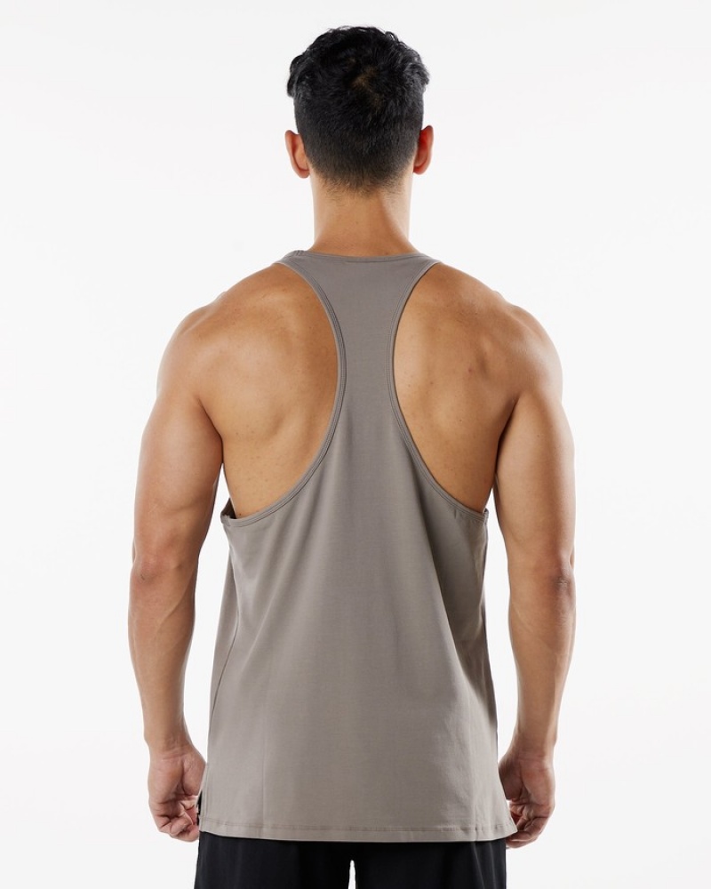 Alphalete Emblem Stringer Uomo Canotta Grigie | 78JVRPFKA