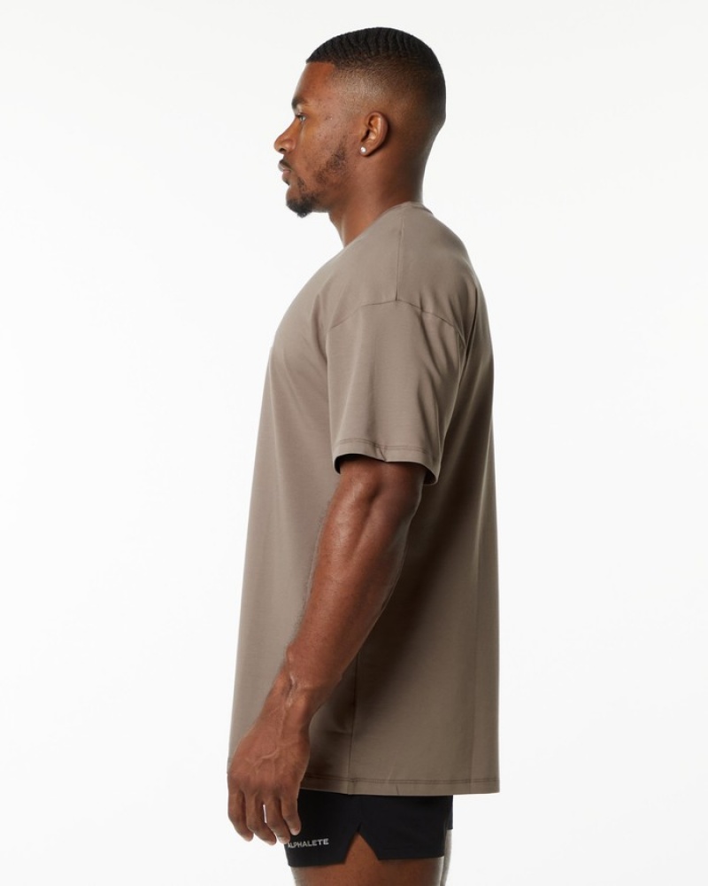 Alphalete Emblem Uomo Camicie Beige | 16UWHTZSE