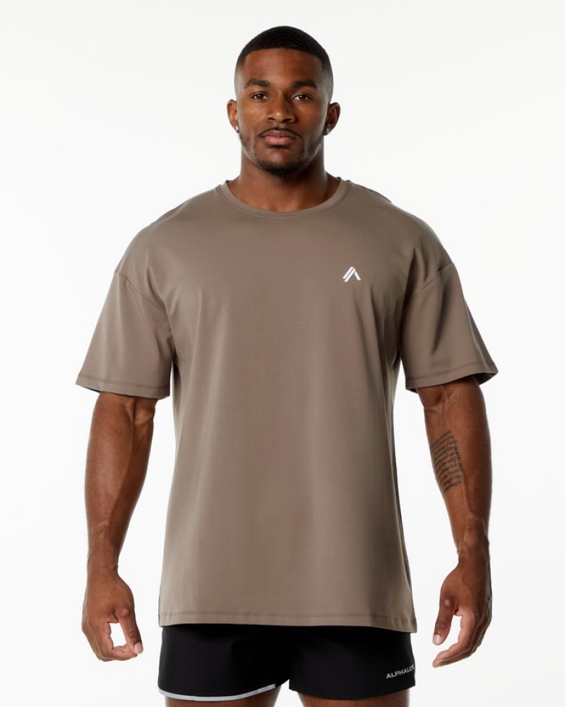 Alphalete Emblem Uomo Camicie Beige | 16UWHTZSE