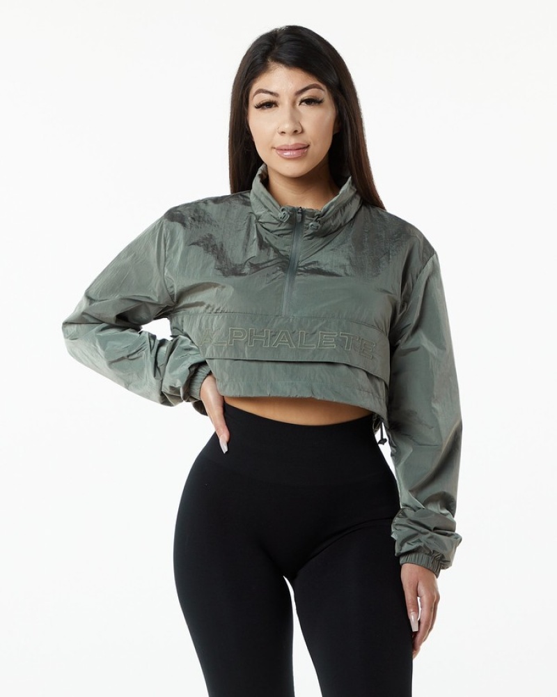 Alphalete Endure Crop Donna Giacche Grigie | 65AZPNGIC