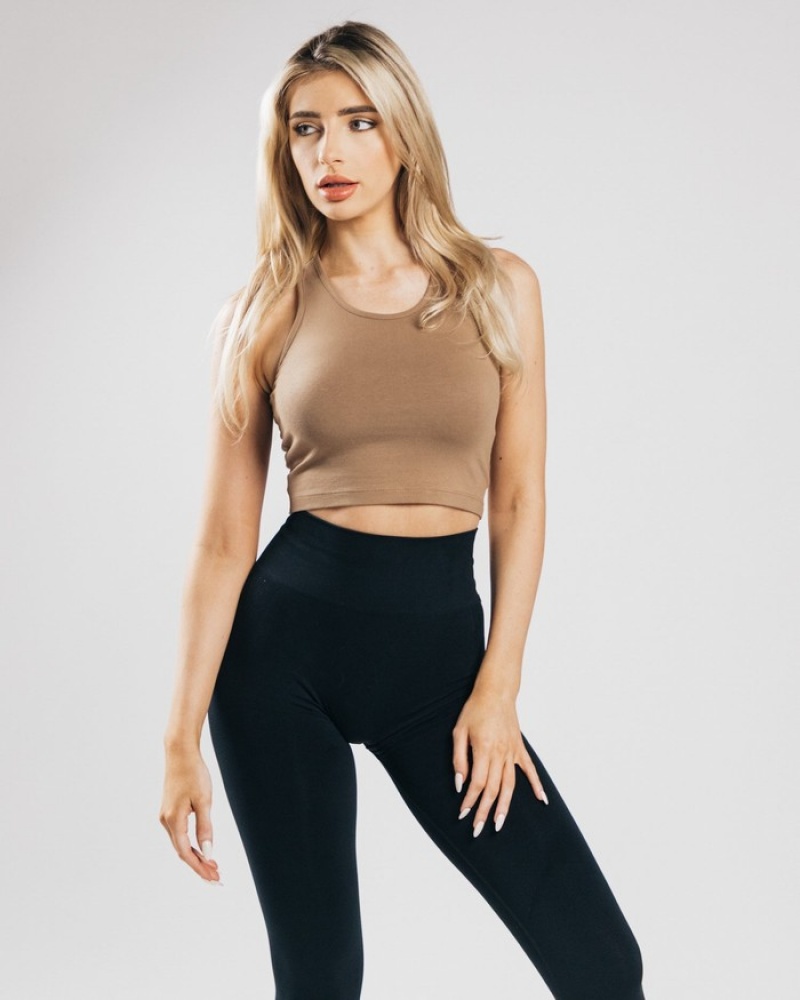 Alphalete Essential Crop Donna Canotta Marroni Scuro | 95SNYCTOV