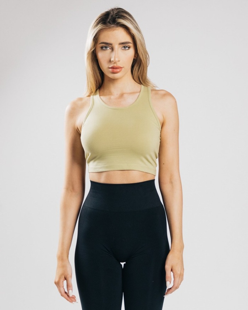 Alphalete Essential Crop Donna Canotta Verde Oliva Chiaro | 42MJPEWAI