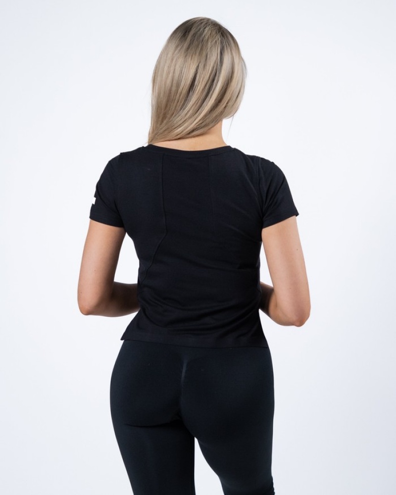 Alphalete Evo Crop Donna Camicie Nere | 92XCLZJFA