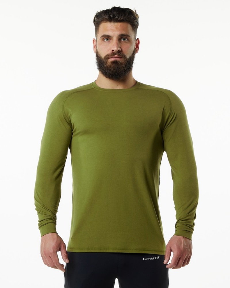 Alphalete Evo Epaulette Uomo Camicie Verdi | 90TLKPWBI