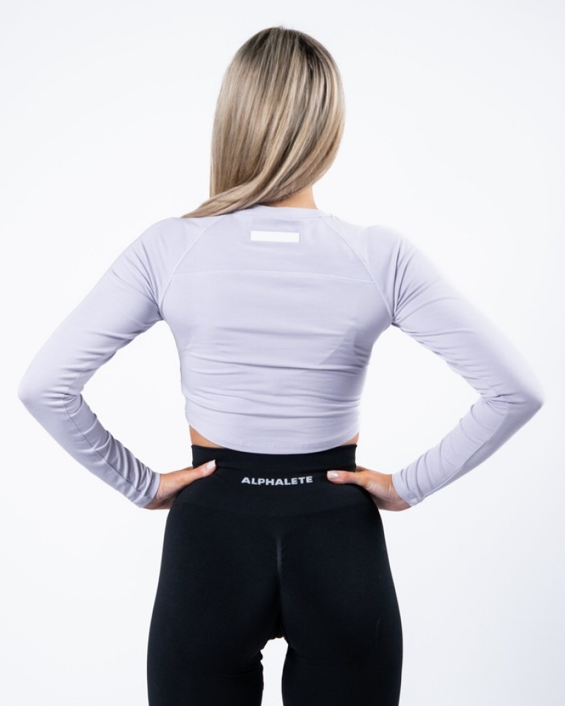 Alphalete Evo Long Sleeve Crop Donna Magliette Viola | 58BDQPLEZ