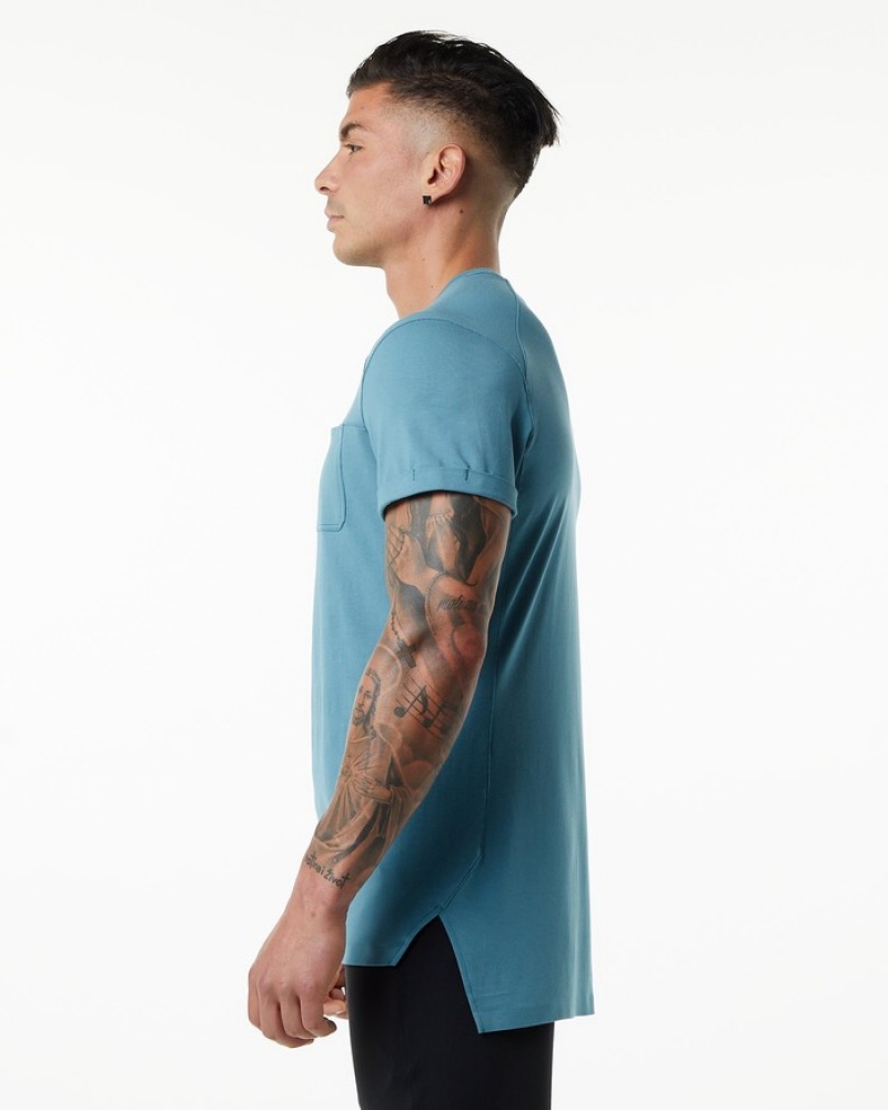 Alphalete Evo Pocket Uomo Camicie Blu | 61YZMBELD