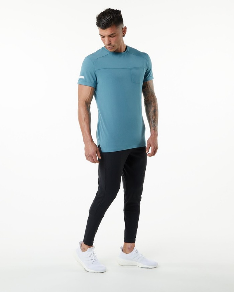 Alphalete Evo Pocket Uomo Camicie Blu | 61YZMBELD