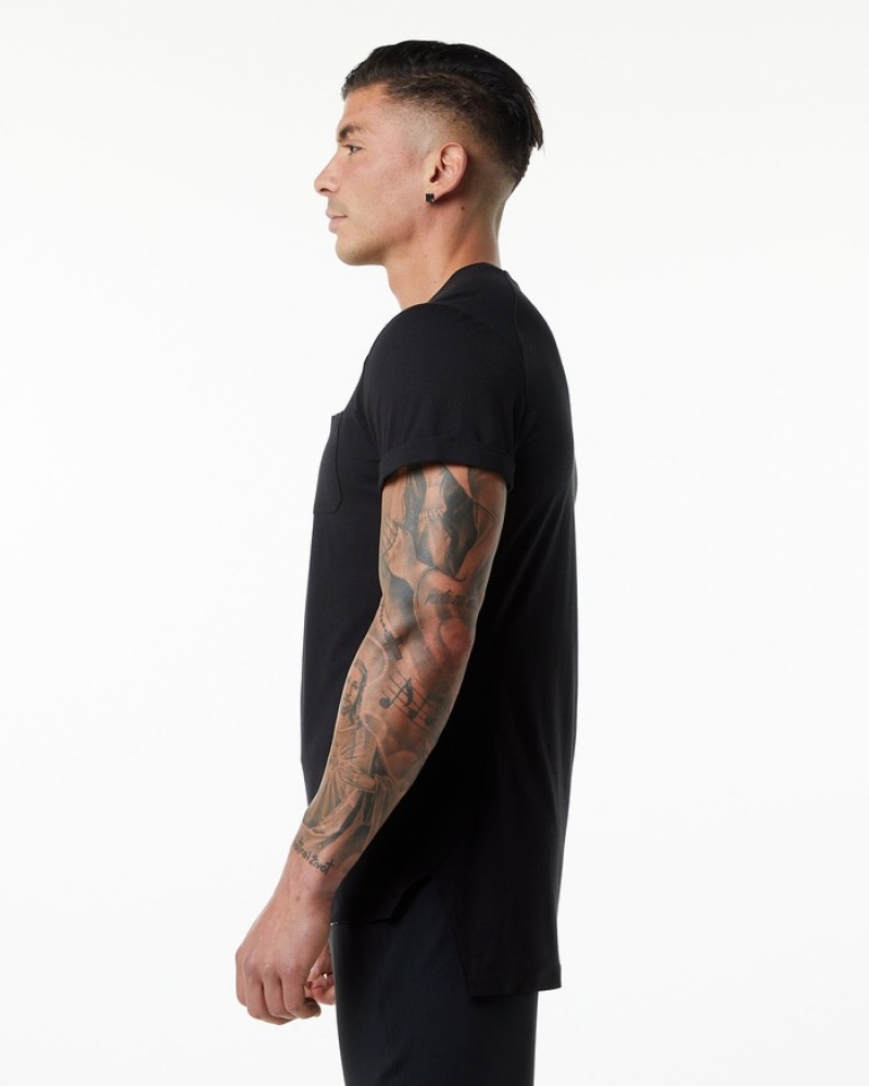 Alphalete Evo Pocket Uomo Camicie Nere | 06SUNQTBE
