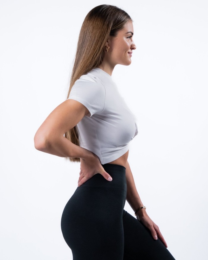 Alphalete Evo Twist Crop Donna Camicie Bianche | 29SELTQFM