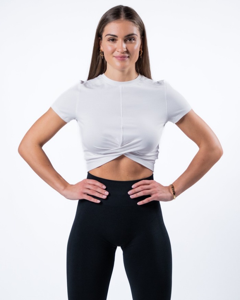 Alphalete Evo Twist Crop Donna Camicie Bianche | 29SELTQFM