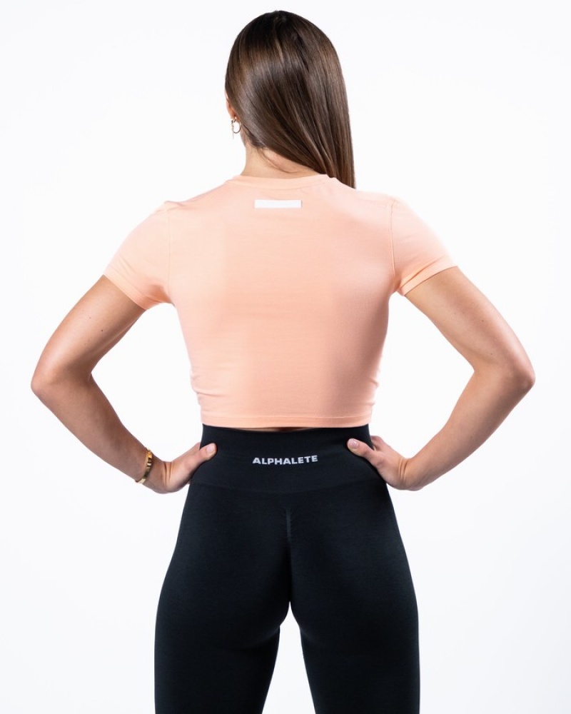 Alphalete Evo Twist Crop Donna Camicie Corallo | 68FJQPSAN
