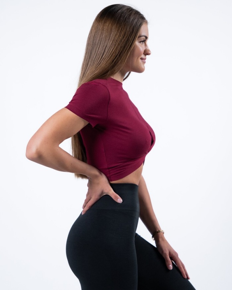 Alphalete Evo Twist Crop Donna Camicie Rosse | 16OKXMUBD