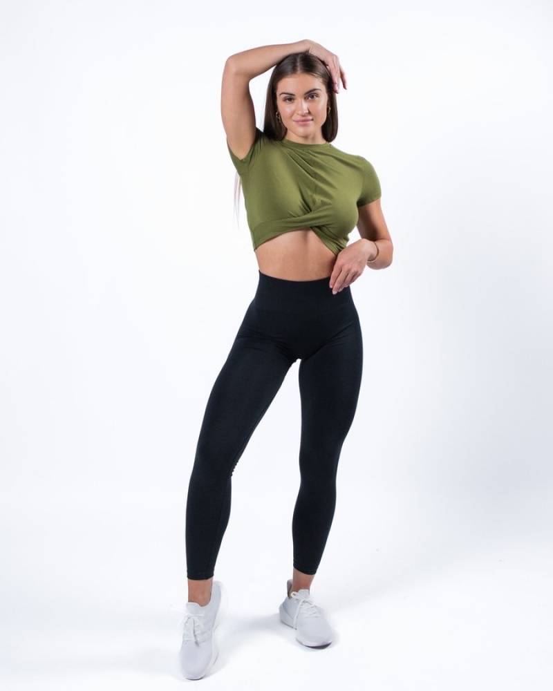 Alphalete Evo Twist Crop Donna Camicie Verdi | 31XEYJLFD