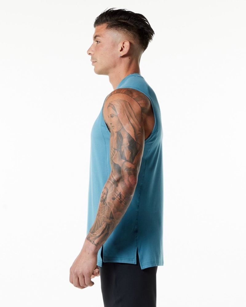 Alphalete Evo Uomo Canotta Blu | 56DGHQVXR
