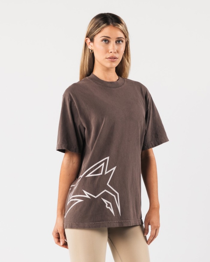 Alphalete Giant Wolf Head Donna Camicie Grigie | 48DLYAJMQ