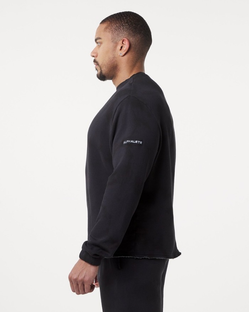 Alphalete HCTS Drop Shoulder Uomo Felpa Nere | 76TUWRPOK