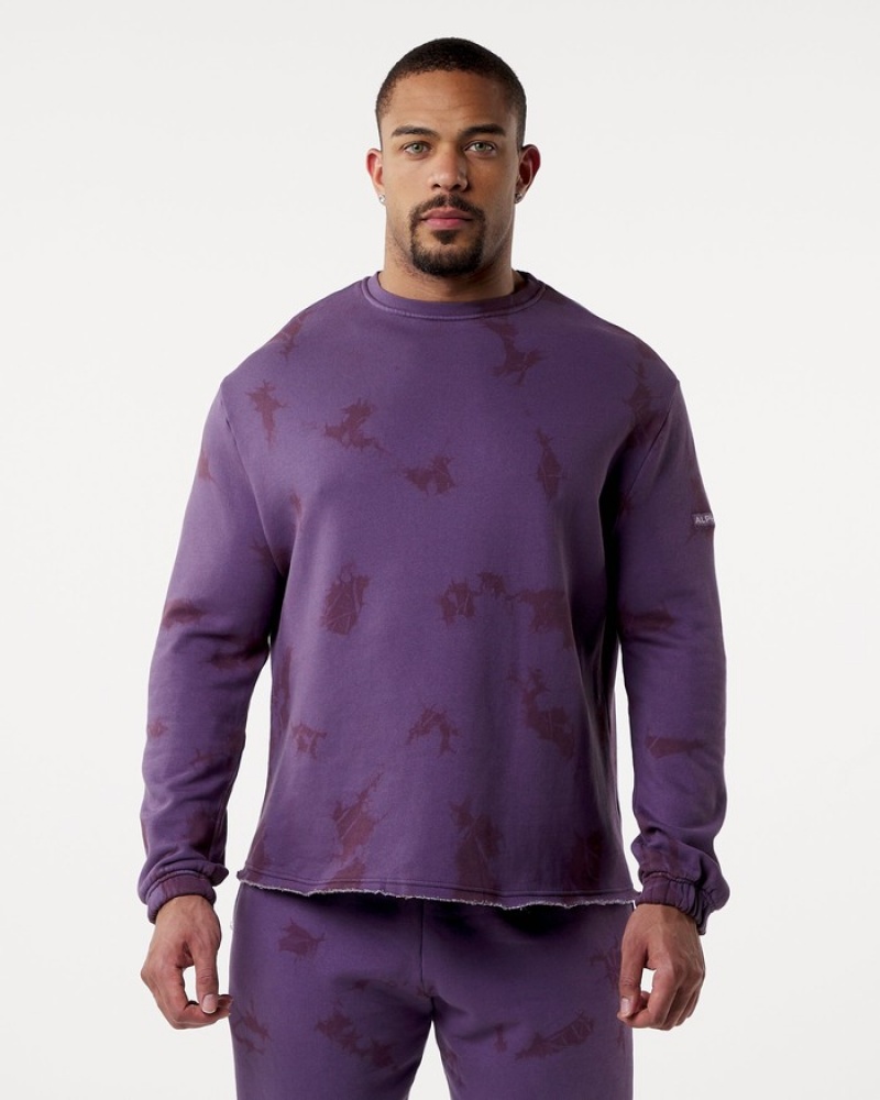 Alphalete HCTS Drop Shoulder Uomo Felpa Viola | 54ATBNWVS