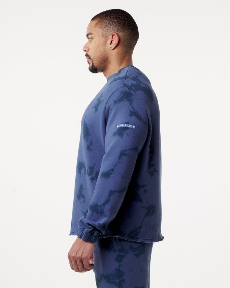 Alphalete HCTS Drop Shoulder Uomo Felpa Blu | 48XVKFTSG