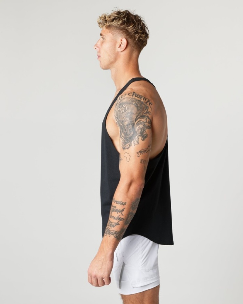 Alphalete Heavy Cotone Core Stringer Uomo Canotta Nere | 95MQVWJNA
