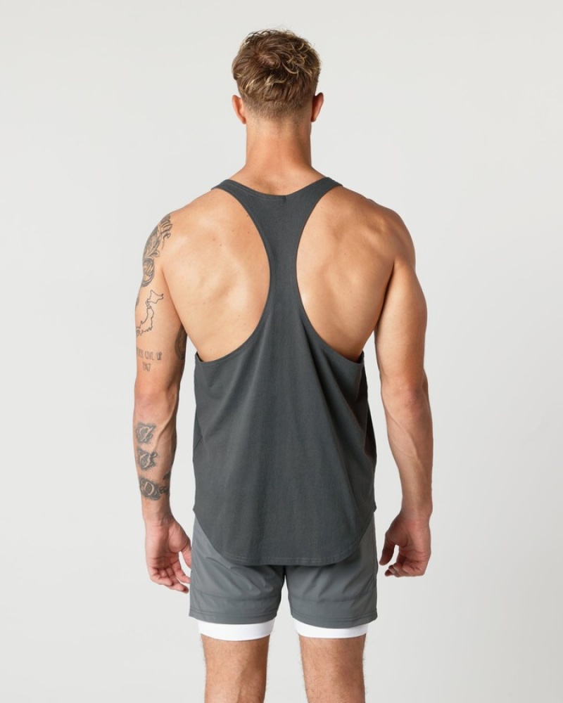 Alphalete Heavy Cotone Core Stringer Uomo Canotta Grigie | 63PDBKRZS