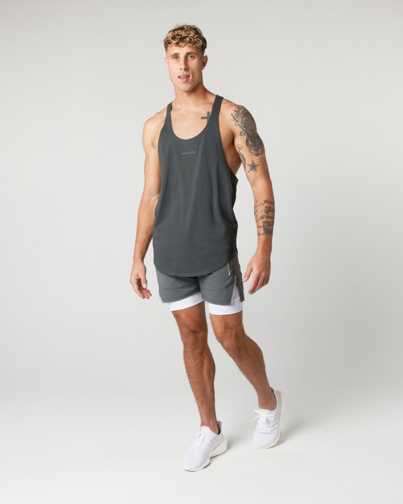 Alphalete Heavy Cotone Core Stringer Uomo Canotta Grigie | 63PDBKRZS
