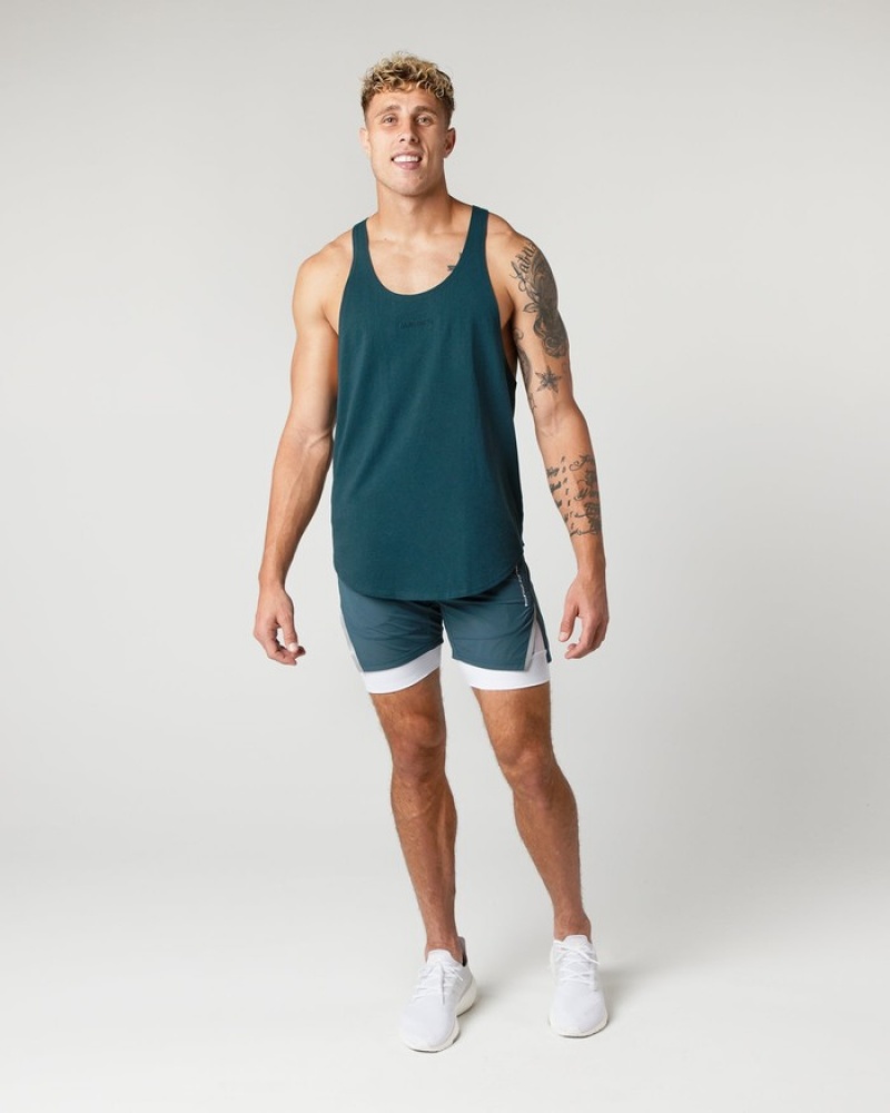 Alphalete Heavy Cotone Core Stringer Uomo Canotta Blu | 82RABDQTI