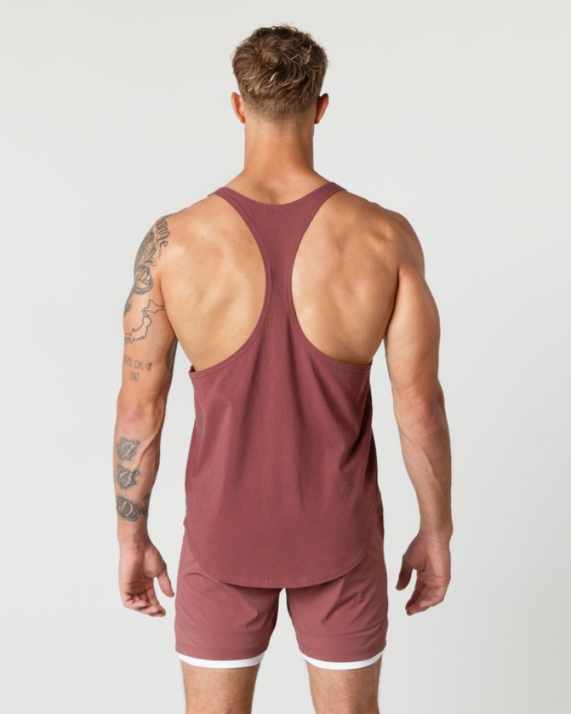 Alphalete Heavy Cotone Core Stringer Uomo Canotta Rosse | 90SMBAPZN