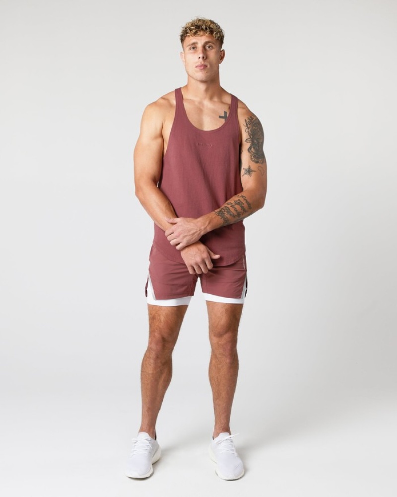 Alphalete Heavy Cotone Core Stringer Uomo Canotta Rosse | 90SMBAPZN