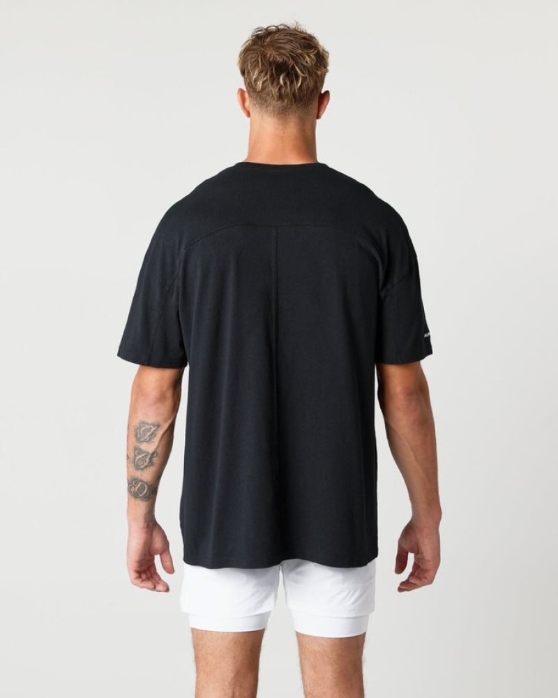 Alphalete Heavy Cotone Core Uomo Camicie Nere | 13TUCZVYQ