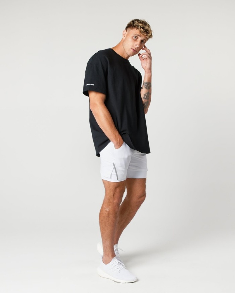 Alphalete Heavy Cotone Core Uomo Camicie Nere | 13TUCZVYQ