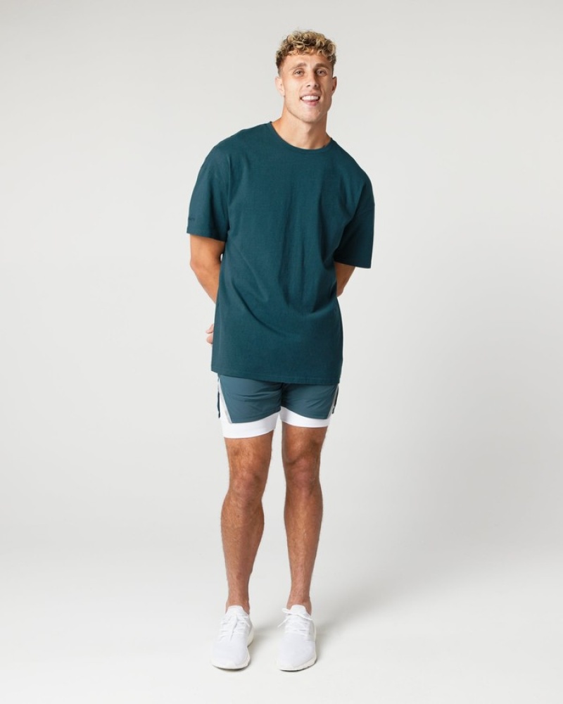 Alphalete Heavy Cotone Core Uomo Camicie Blu | 09QBXDTFP