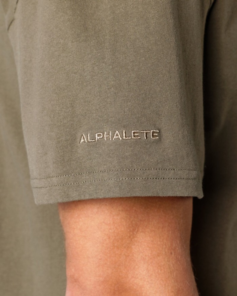 Alphalete Heavy Cotone Core Uomo Camicie Grigie | 07KGWXDEQ
