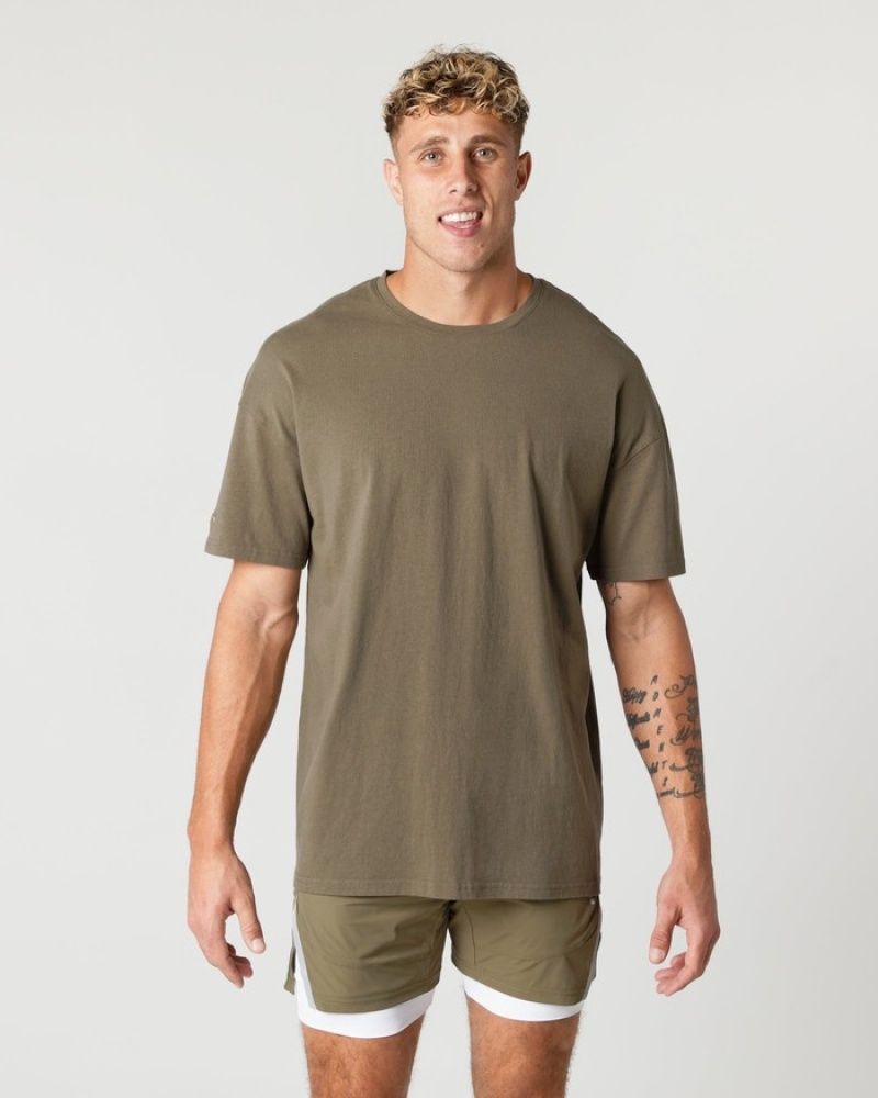 Alphalete Heavy Cotone Core Uomo Camicie Grigie | 07KGWXDEQ