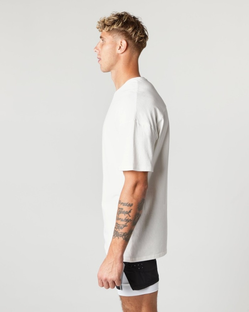 Alphalete Heavy Cotone Core Uomo Camicie Bianche | 42JDVUOZX