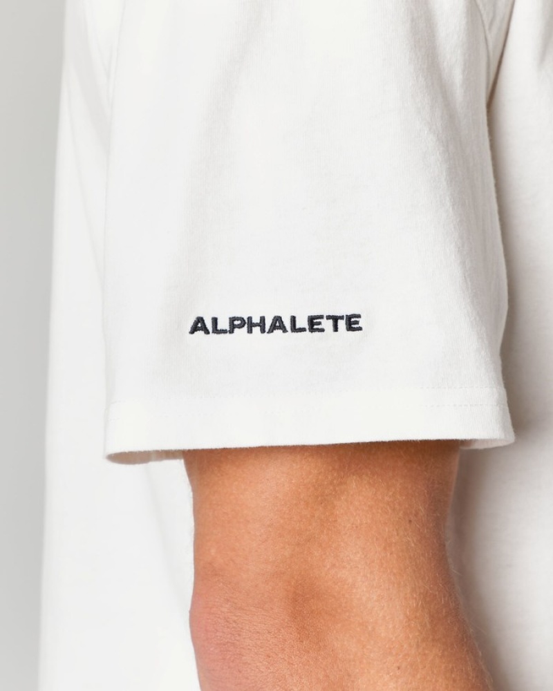 Alphalete Heavy Cotone Core Uomo Camicie Bianche | 42JDVUOZX