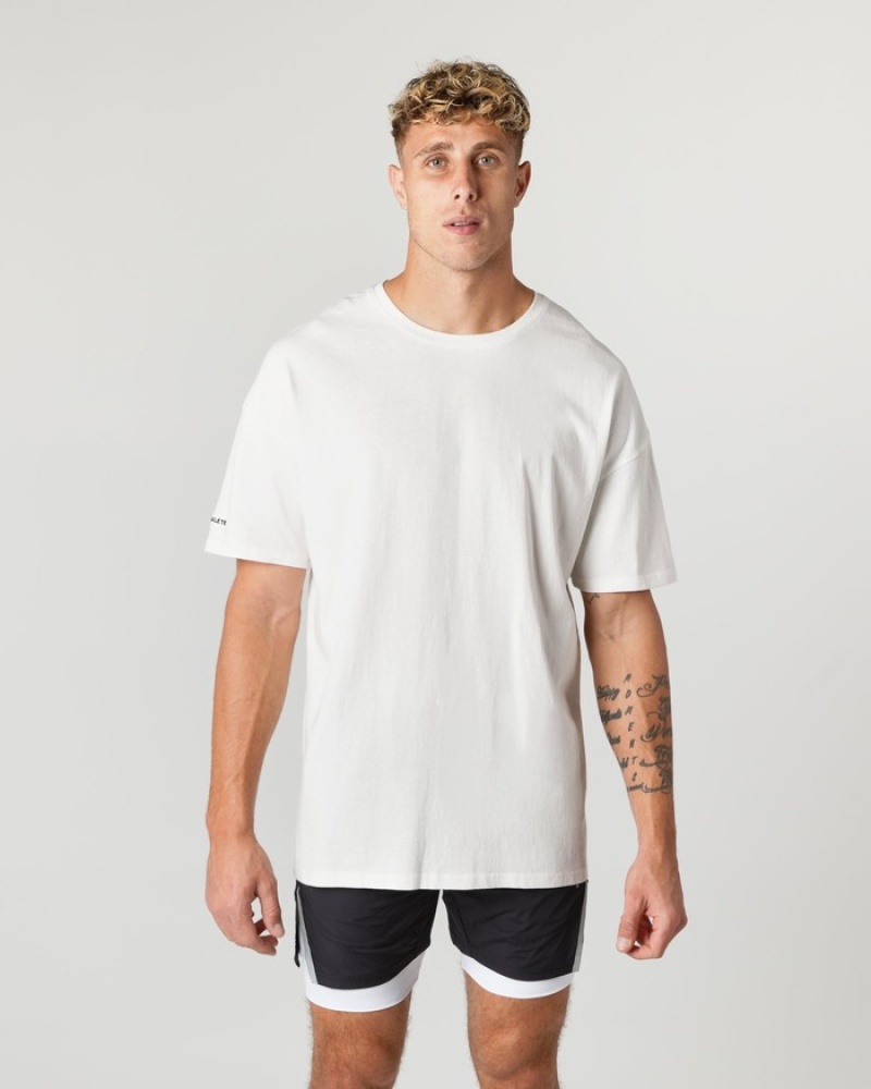 Alphalete Heavy Cotone Core Uomo Camicie Bianche | 42JDVUOZX
