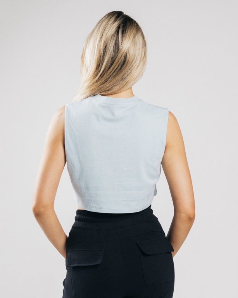 Alphalete Heavy Cotone Cropped Cutoff Donna Canotta Blu | 48PEIALDX