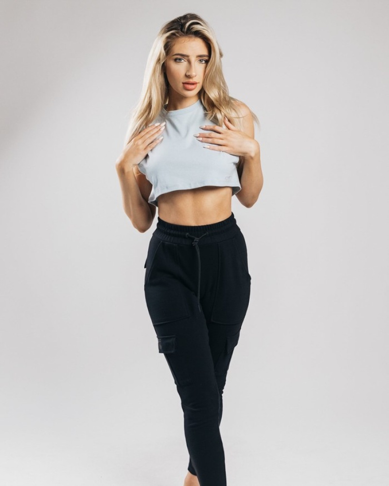 Alphalete Heavy Cotone Cropped Cutoff Donna Canotta Blu | 48PEIALDX