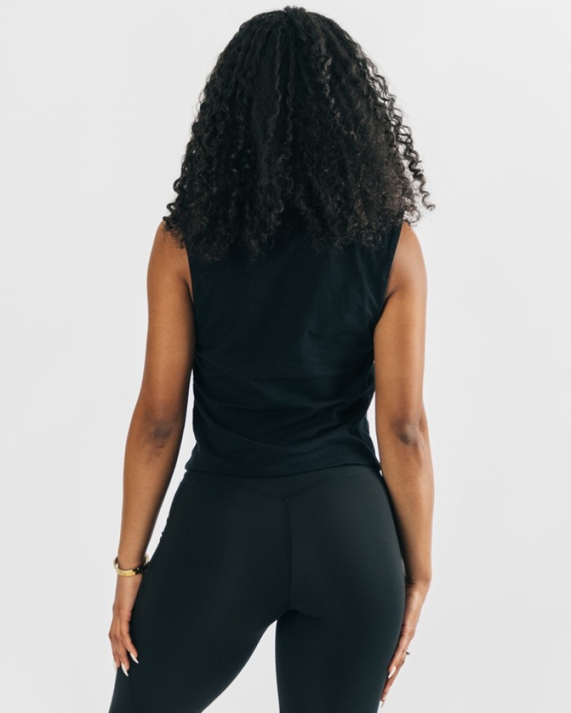 Alphalete Heavy Cotone Cutoff Donna Canotta Nere | 40EGSQTOD