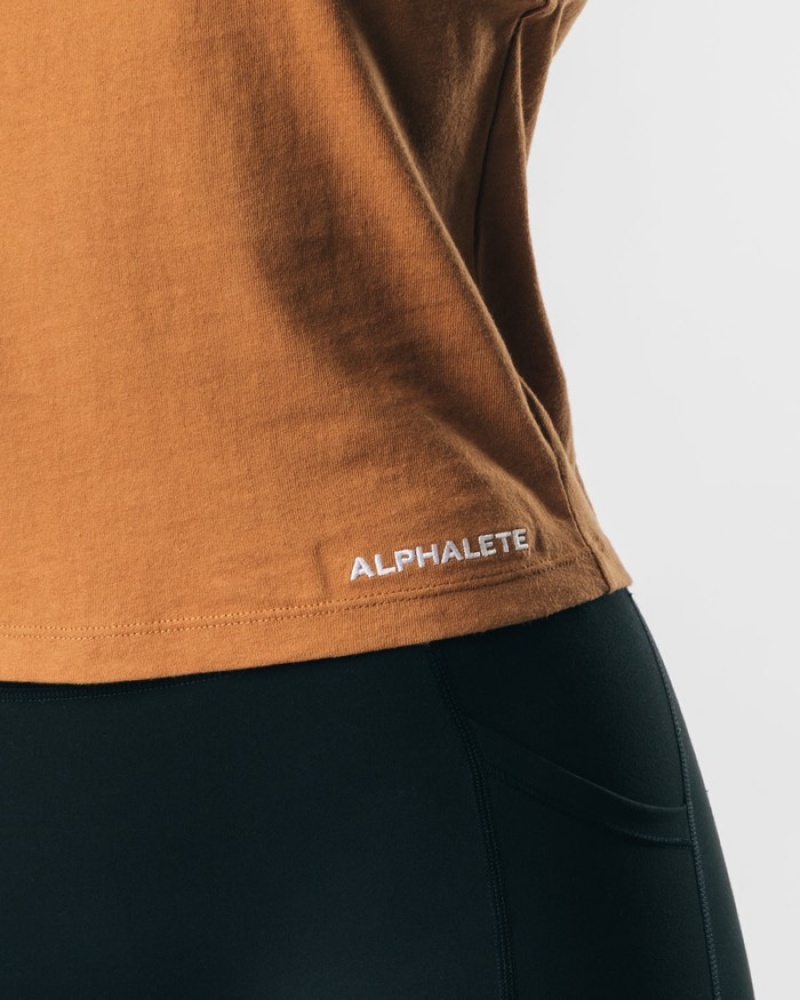 Alphalete Heavy Cotone Cutoff Donna Canotta Khaki | 41CVOKHEI