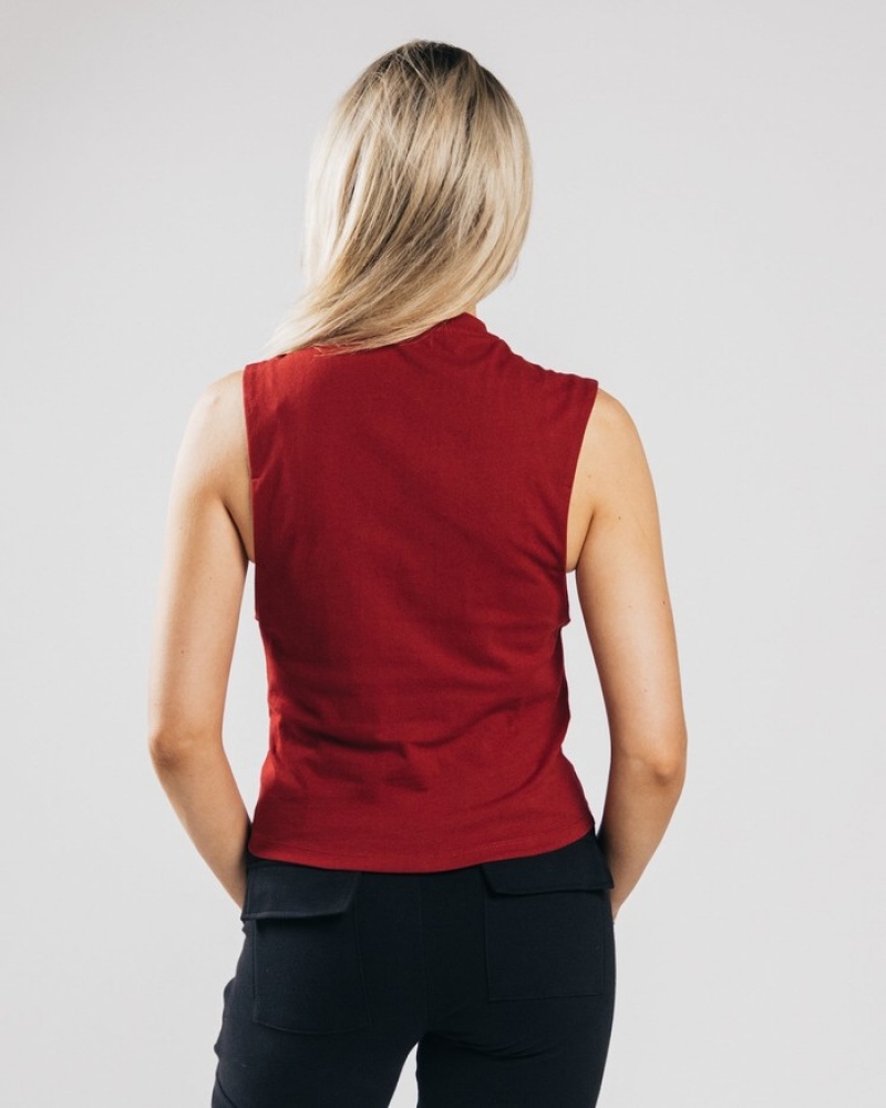 Alphalete Heavy Cotone Cutoff Donna Canotta Rosse | 25PUSHXFK