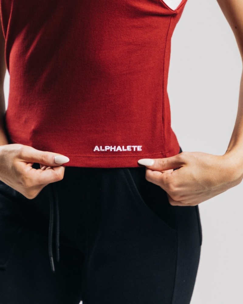 Alphalete Heavy Cotone Cutoff Donna Canotta Rosse | 25PUSHXFK