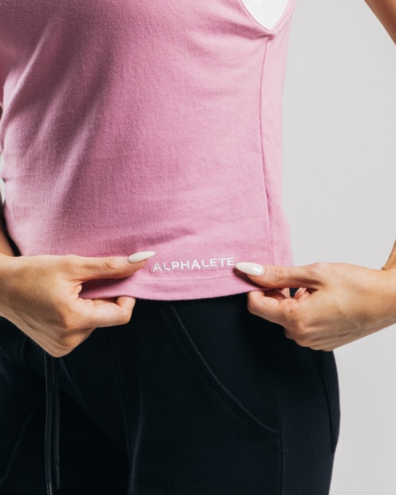 Alphalete Heavy Cotone Cutoff Donna Canotta Rosa | 07BADIPQR